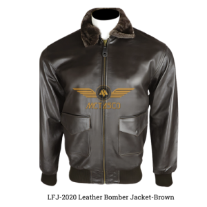 Brown Leather Bomber Jacket